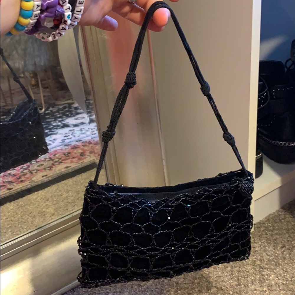 COPY - Vintage Velvet Beaded Small Under The Arm Purse